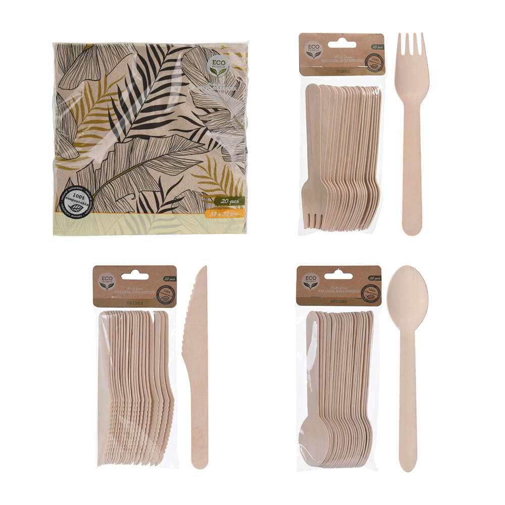 Tenedores desechables compostables, paquete de 100 tenedores con bolsa de  lona, tenedores de madera de abedul 100% biodegradables, alternativa a los