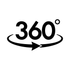 360 Spinner Icon – minimalist line-style graphic representing smooth-rolling 360° wheels for enhanced mobility in eco-friendly luggage
