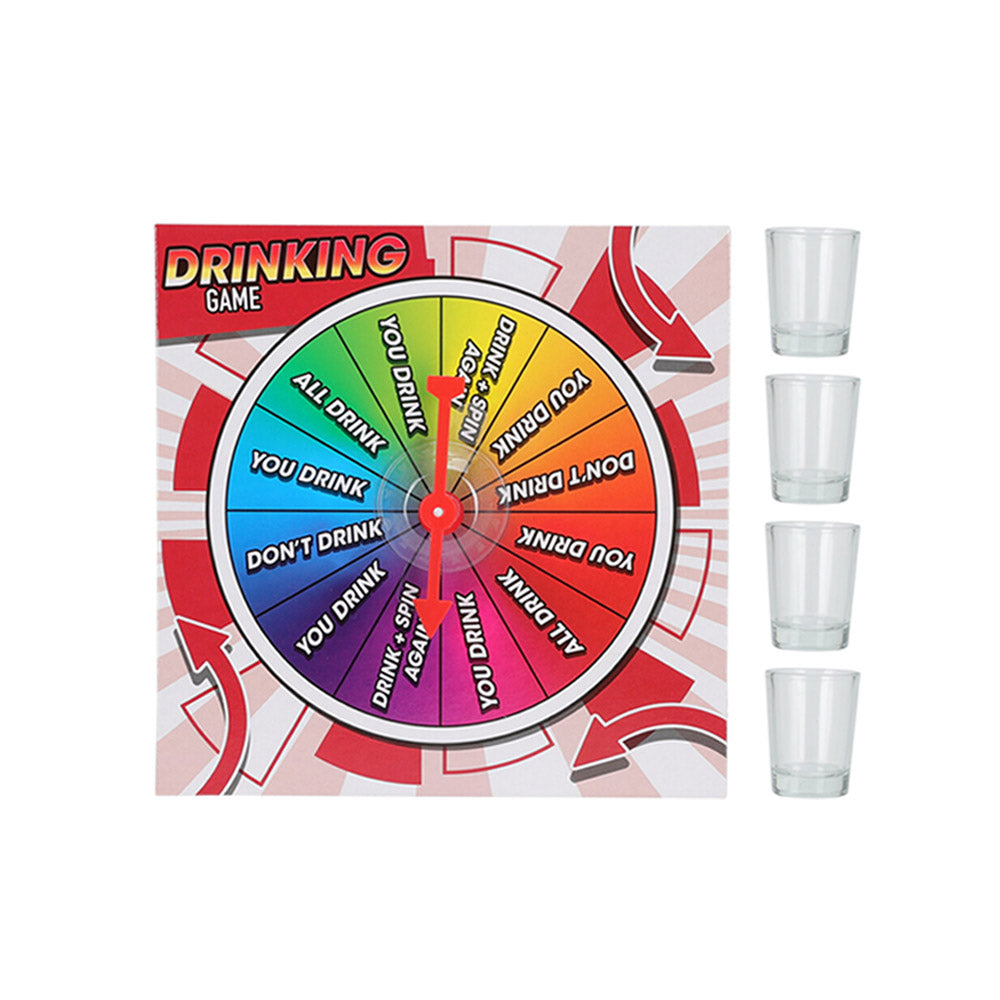 Wembley Drinking Game Spinner Wheel with Shot Glasses 4pc Set NIB Opened
