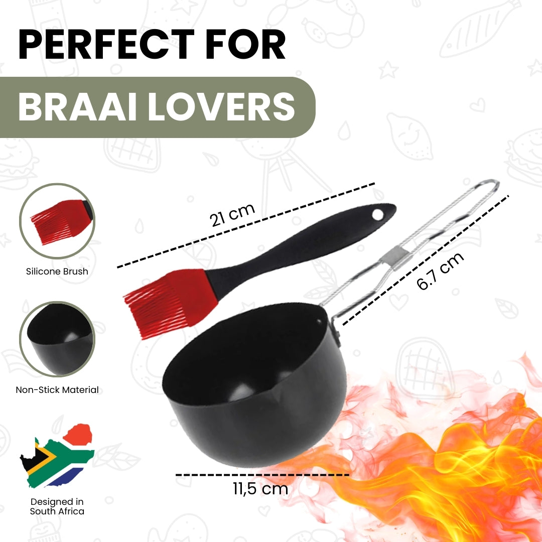 Braai Non-Stick Pan with Silicone Basting Brush - Set of 2