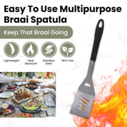 Spatule Braai avec deux couteaux et décapsuleur - Acier inoxydable