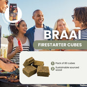 Cubes allume-feu en bois réutilisés pour barbecue Braai - 80 pièces