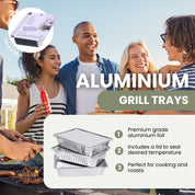 Plateaux à griller en aluminium avec couvercle - Lot de 12 pièces