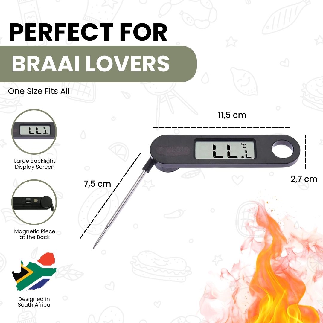 Food Thermometer with Digital LCD Screen 50°C to 200°C