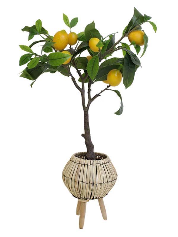 Artificial Lemon Tree with Wooden Basket