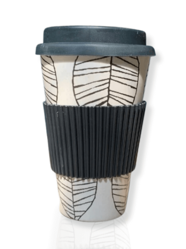 Reusable Bamboo Mug with Silicone Lid and Heat Grip - 425ml