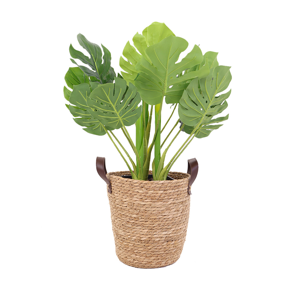 Artificial Plant in Pot with Natural Seagrass Pot Plant Basket with Handles