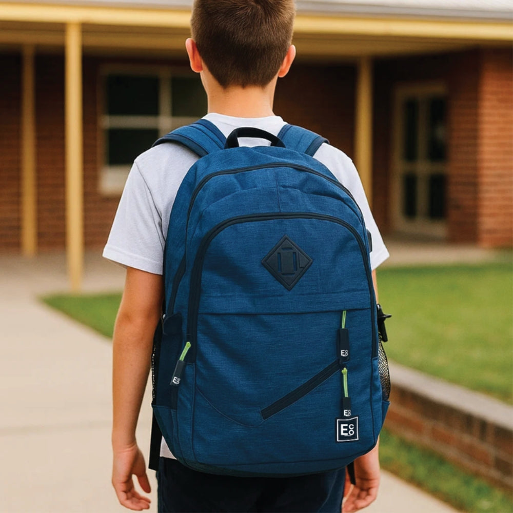 Sac à dos avec 5 compartiments, port USB pour ordinateur portable et téléphone