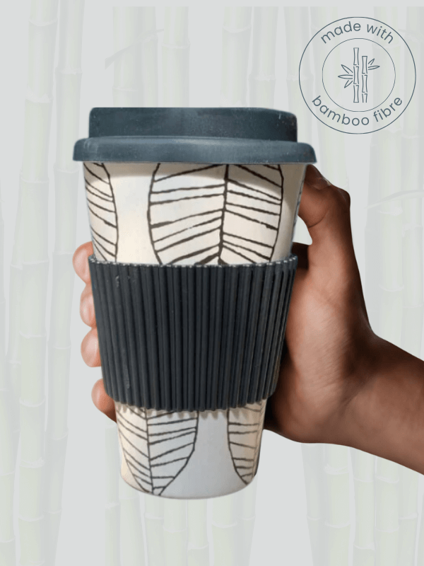 Reusable Bamboo Mug with Silicone Lid and Heat Grip - 425ml