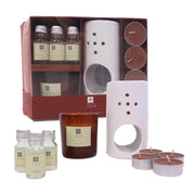 Set de regalo de difusor de aroma con quemador de aceite de cerámica, aceites esenciales y velas perfumadas