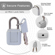 Luggage Padlocks - Set of 2 with 4 Keys - Anti-Theft