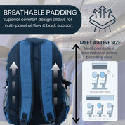 Sac à dos avec 5 compartiments, port USB pour ordinateur portable et téléphone