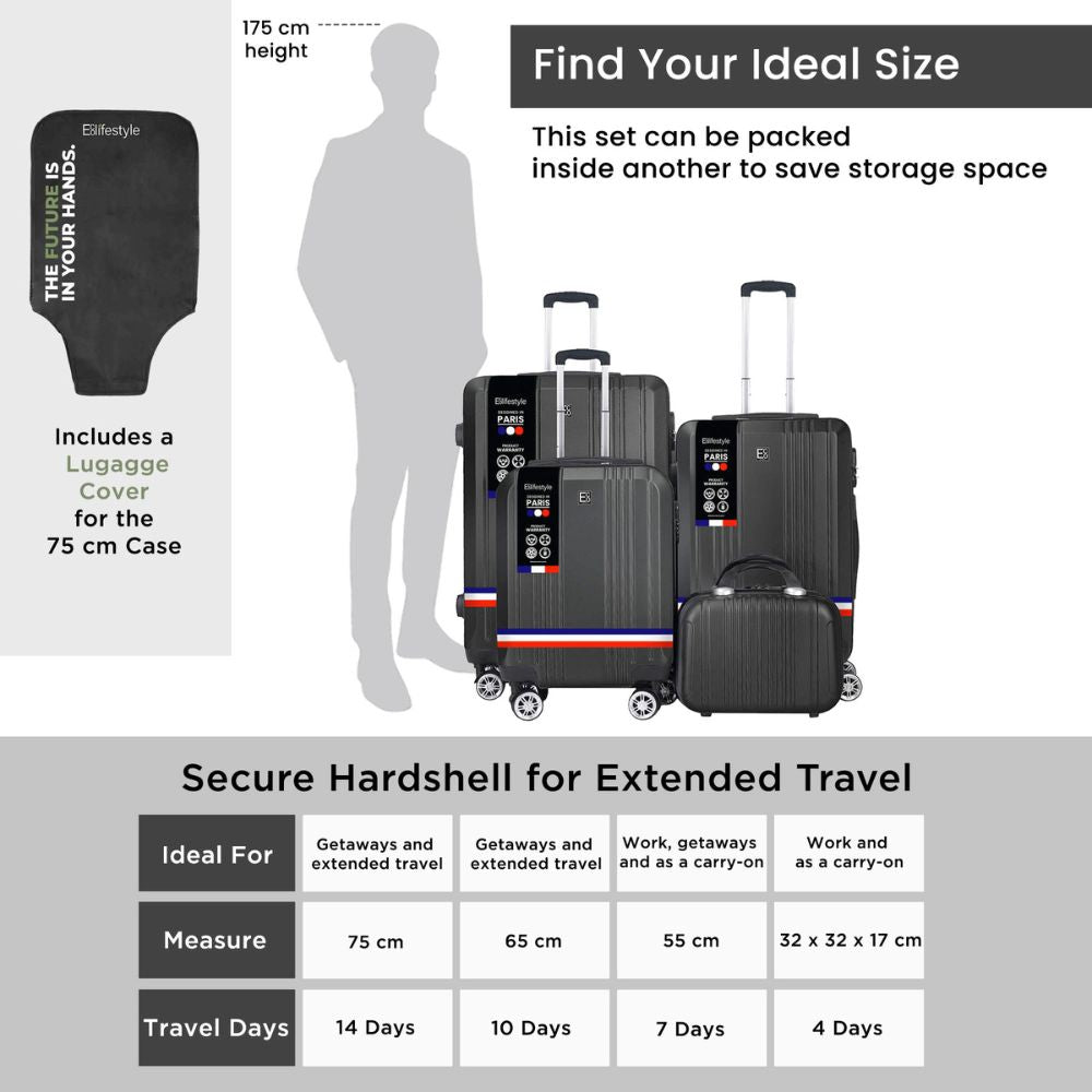 Pre-Order Paris Hardshell Luggage Set on 360° Spinner Wheels with TSA Lock and Weight Scale
