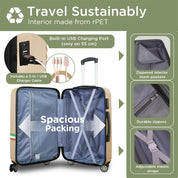 Ensemble de valises rigides sur roues pivotantes à 360° avec cadenas TSA - Roma Design
