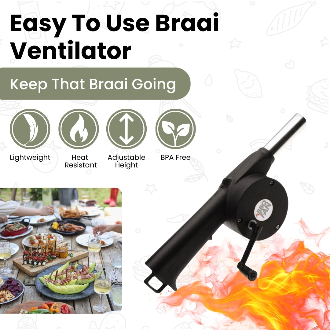 Braai Ventilator Fan Air Blower with Handle Speed Control