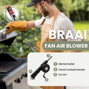 Soplador de aire con ventilador Braai, pedido anticipado, con mango, control de velocidad