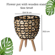 Artificial Plant in Natural Wooden Standing Pot