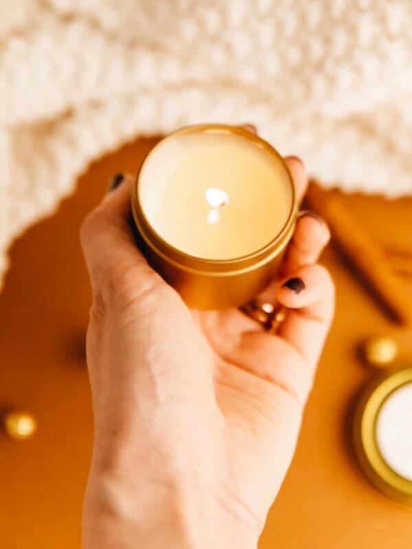 DIY Candle Set of Golden Tins, Scented Oils, Soy Wax and Wicks