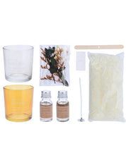 DIY Candle Set of Scented Oils, Soy Wax, Wicks, Dried Flowers and Candle Holders
