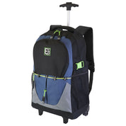 Trolley Back To School Bag with Telescopic Roller Ball Wheels - Navy