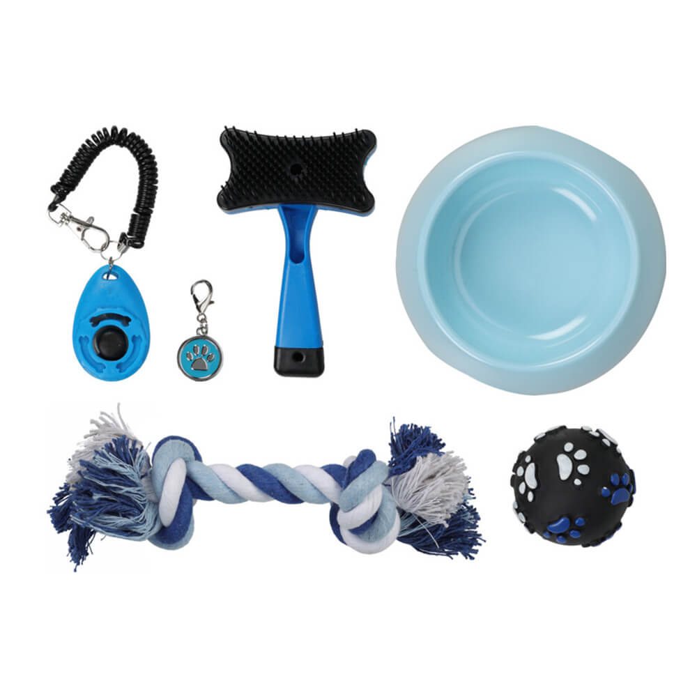 Dog Training Kit with Clean Suit, Comb, Bowl, Hanger, Ball, Rope, and Training Clicker 