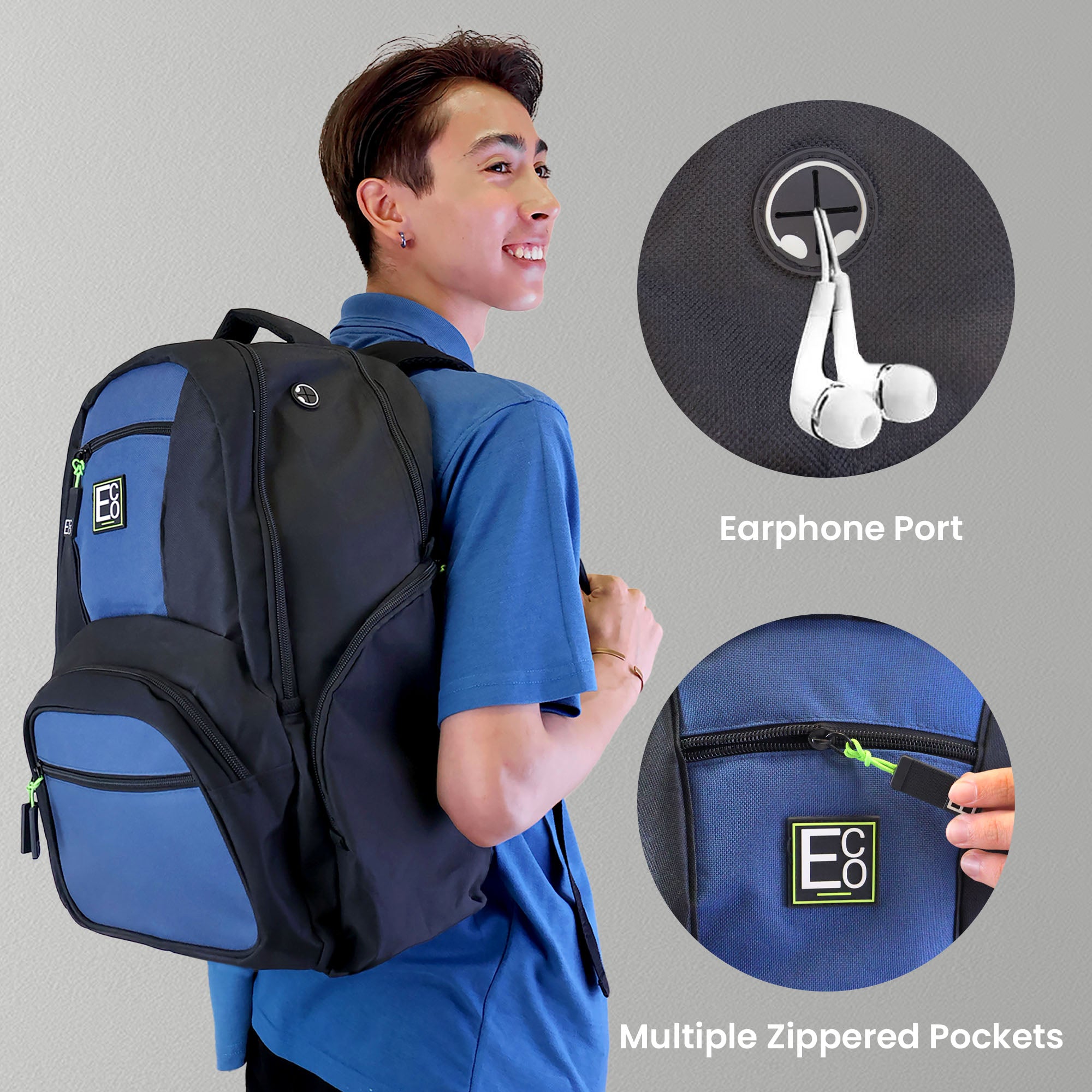 Laptop Backpack for Students - Navy Design