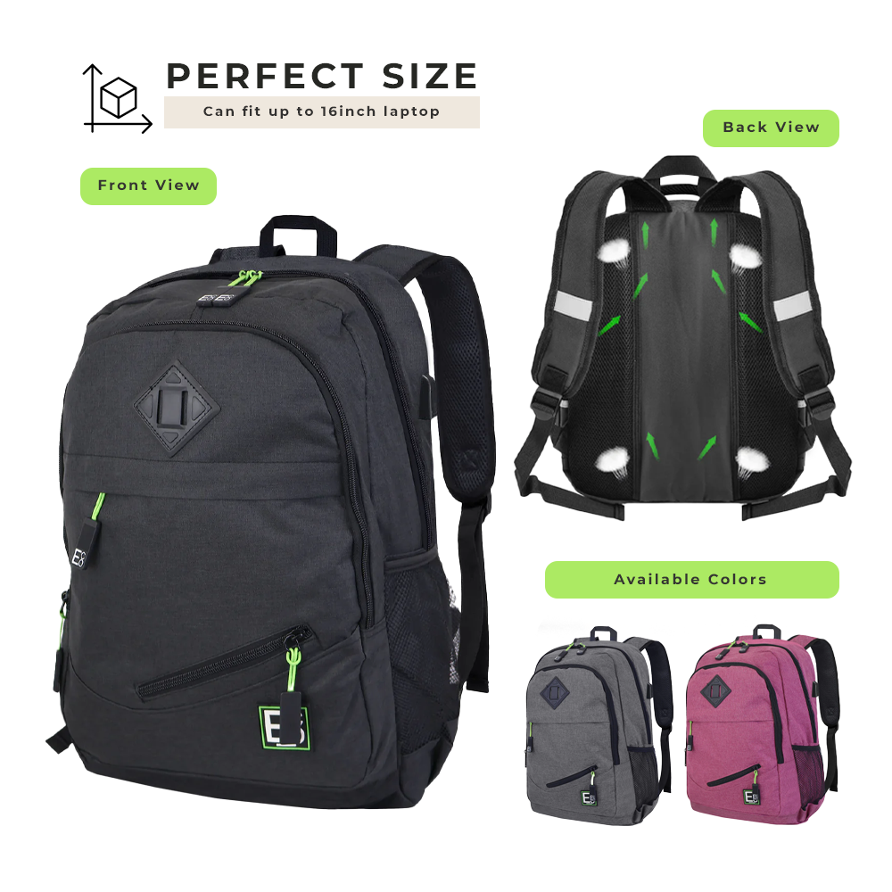 Backpack with USB Laptop and Phone Charging Port