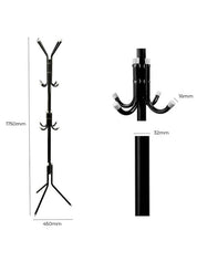 Iron Coat and Hat Rack with 12 Hooks - 170cm