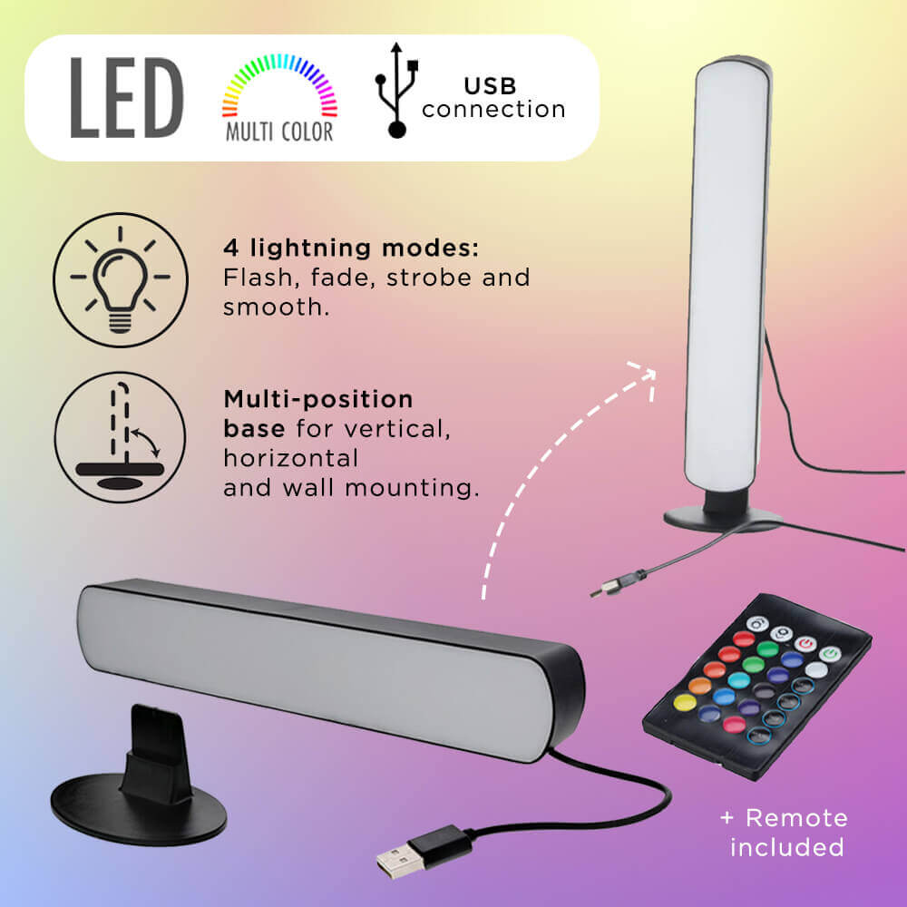 Lampe LED Atmosphère RGBW sur Pied avec Câble USB et Télécommande