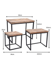 Tables d'appoint en bois de manguier - 3 pièces - Design empilable