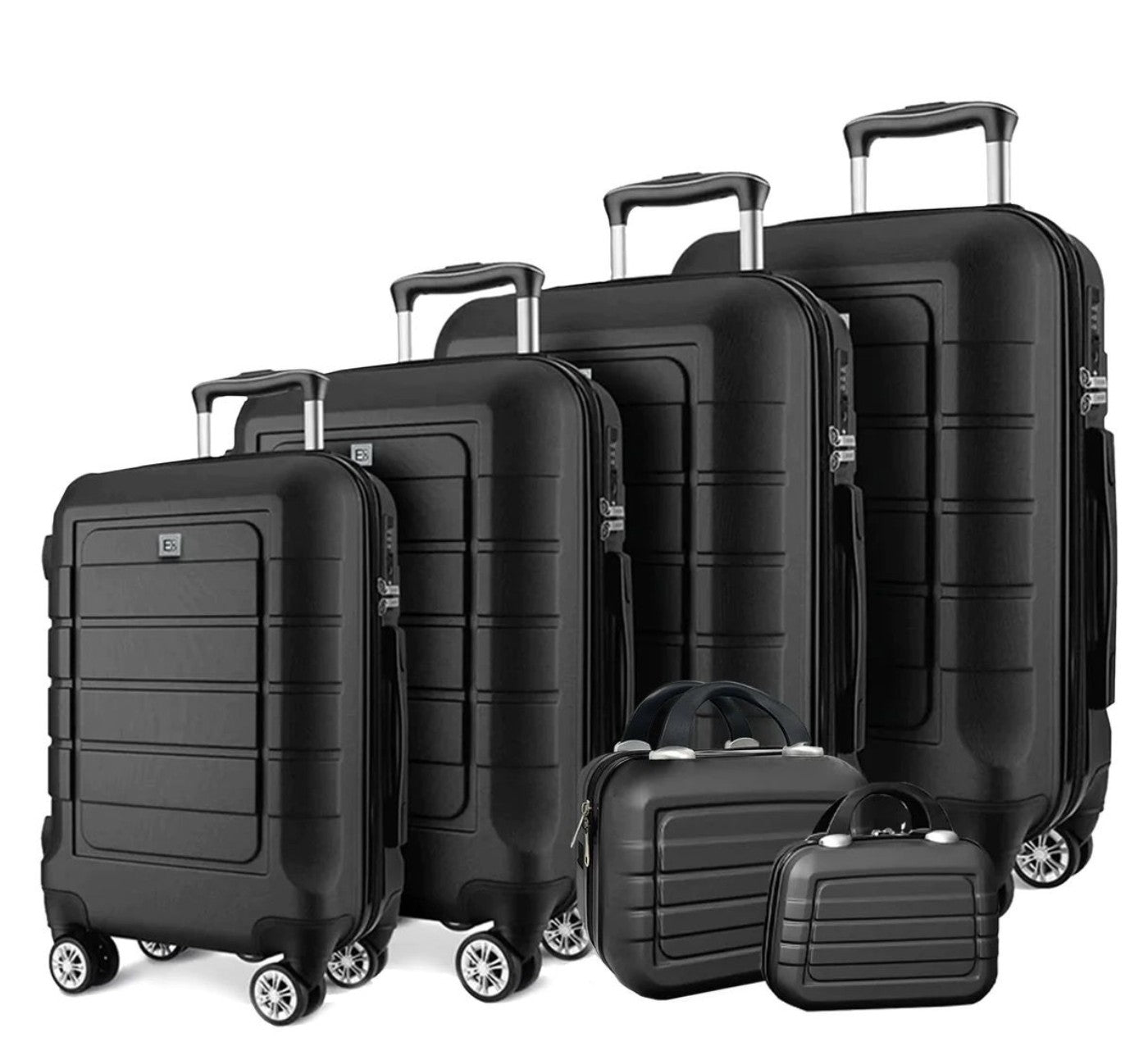 Valise rigide sur roues pivotantes à 360° avec sacs cosmétiques - 6 pièces
