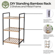 Estante de baño de bambú natural - 3 estantes