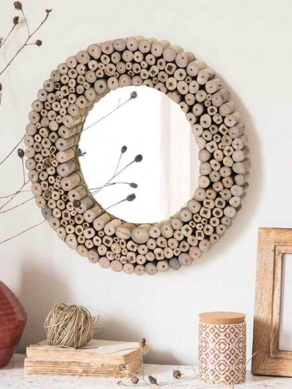 Miroir en Teck Naturel - Circulaire
