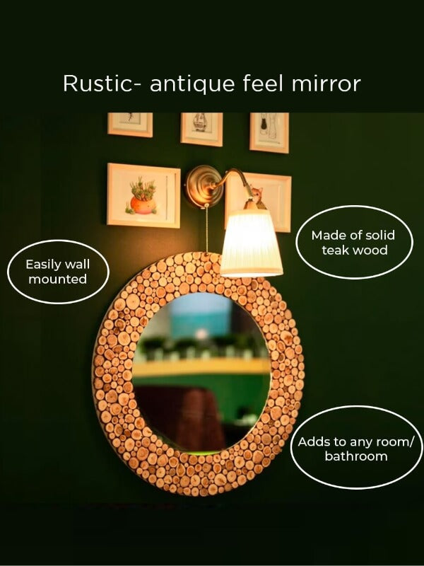 Miroir en Teck Naturel - Circulaire