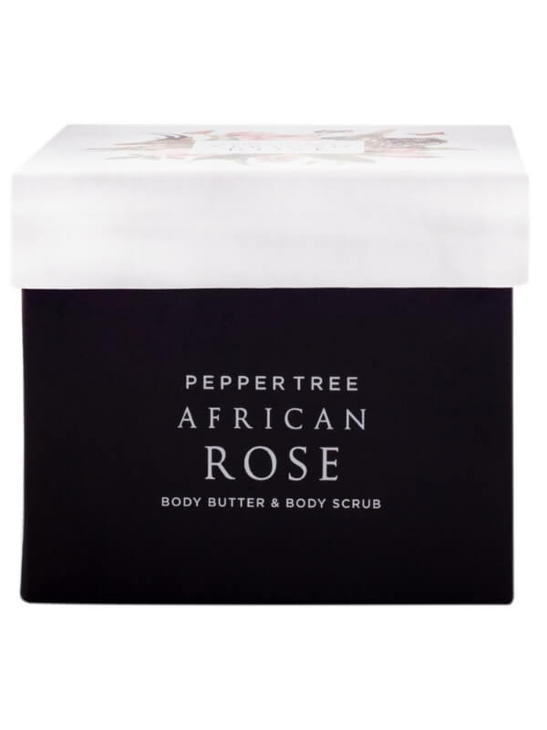 Pepper Tree African Rose Beurre Corporel &amp; Gommage Coffret Cadeau Lot de 2 - 250ml