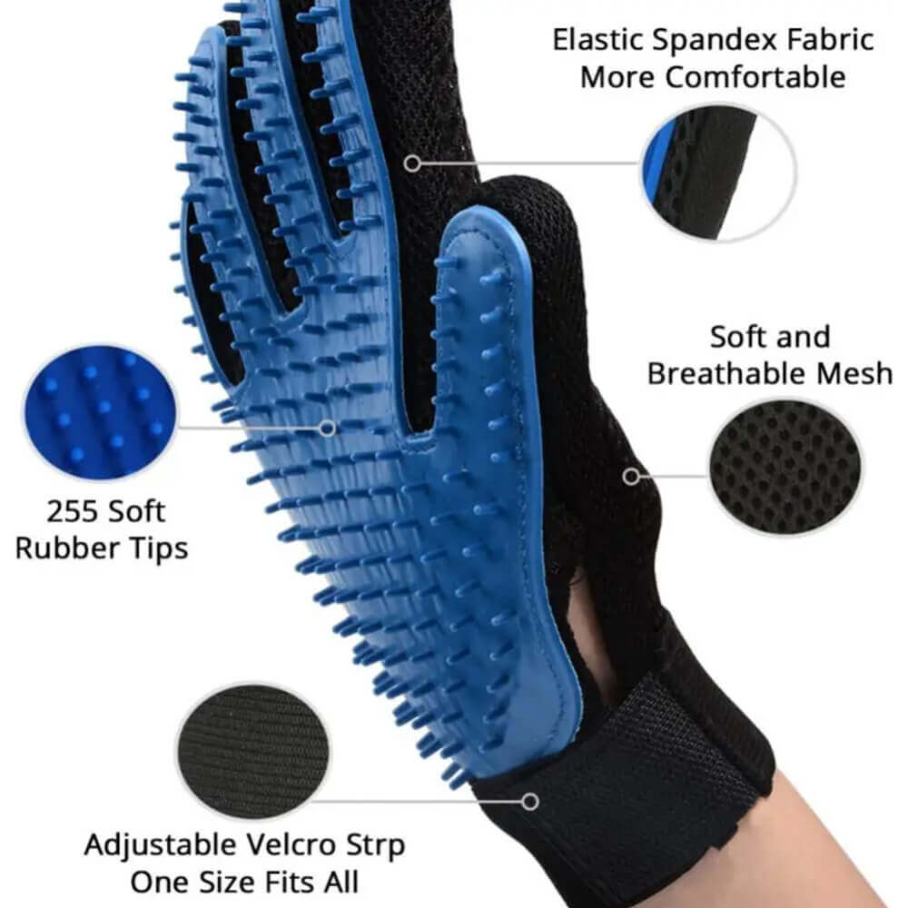 Pet Hair Removing Glove with Double Sided Brush