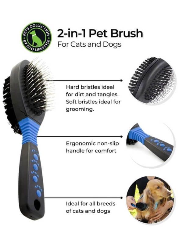 Guante depilatorio para mascotas con cepillo de doble cara