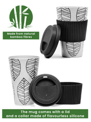 Taza de Bambú Reutilizable con Tapa de Silicona y Heat Grip - 425ml