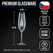Copas de champán de cristal - 260ml - 2 piezas - Sin plomo 