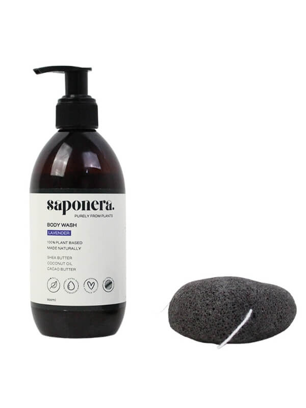 Saponera Body Wash and Konjac Body Sponge - Lavender