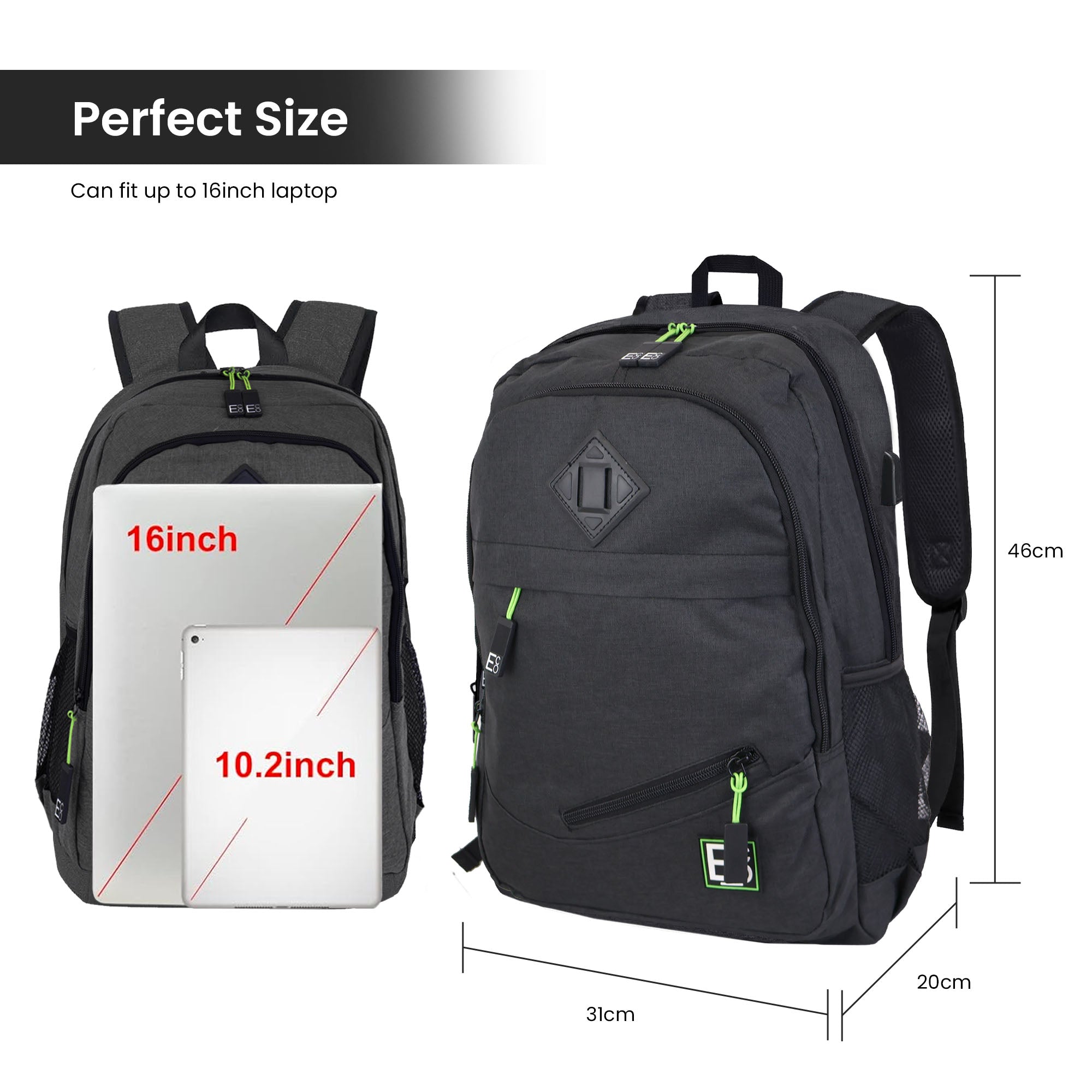 Backpack with USB Laptop and Phone Charging Port