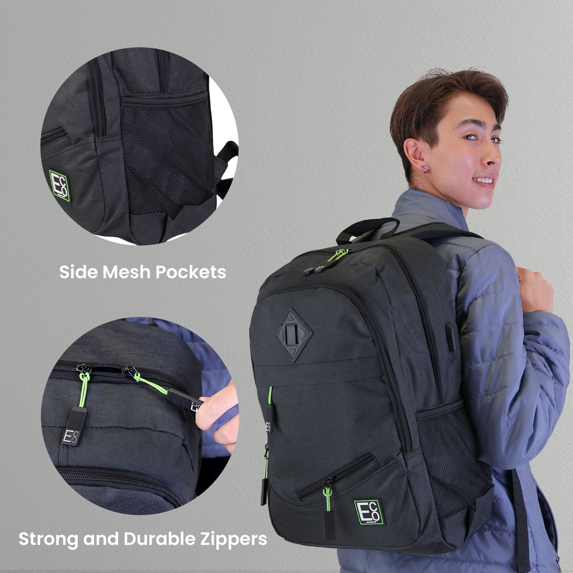 Backpack with USB Laptop and Phone Charging Port
