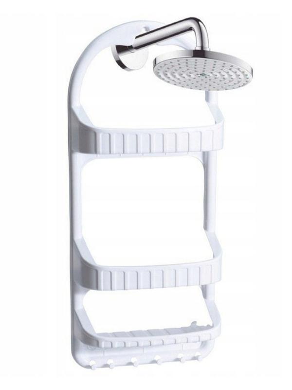 Support de douche avec 3 étagères et support - 62 cm