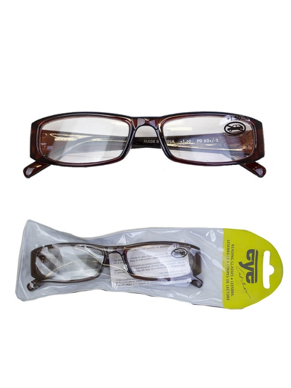 Thick Rectangular Reading Glasses - Brown