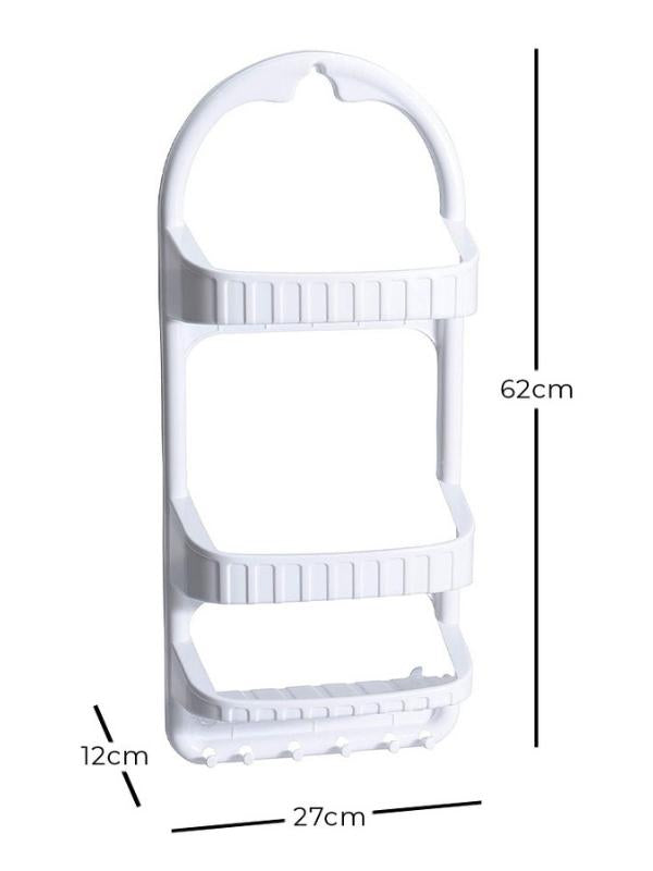 Reserva de estante para carrito de ducha con 3 estantes y soporte - 62 cm