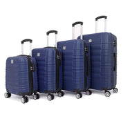 Four-piece Santorini eco-friendly hard-shell luggage set in navy – studio product image 01