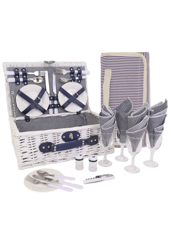 Wicker Picnic Basket with Cooler Bag for 4 Person