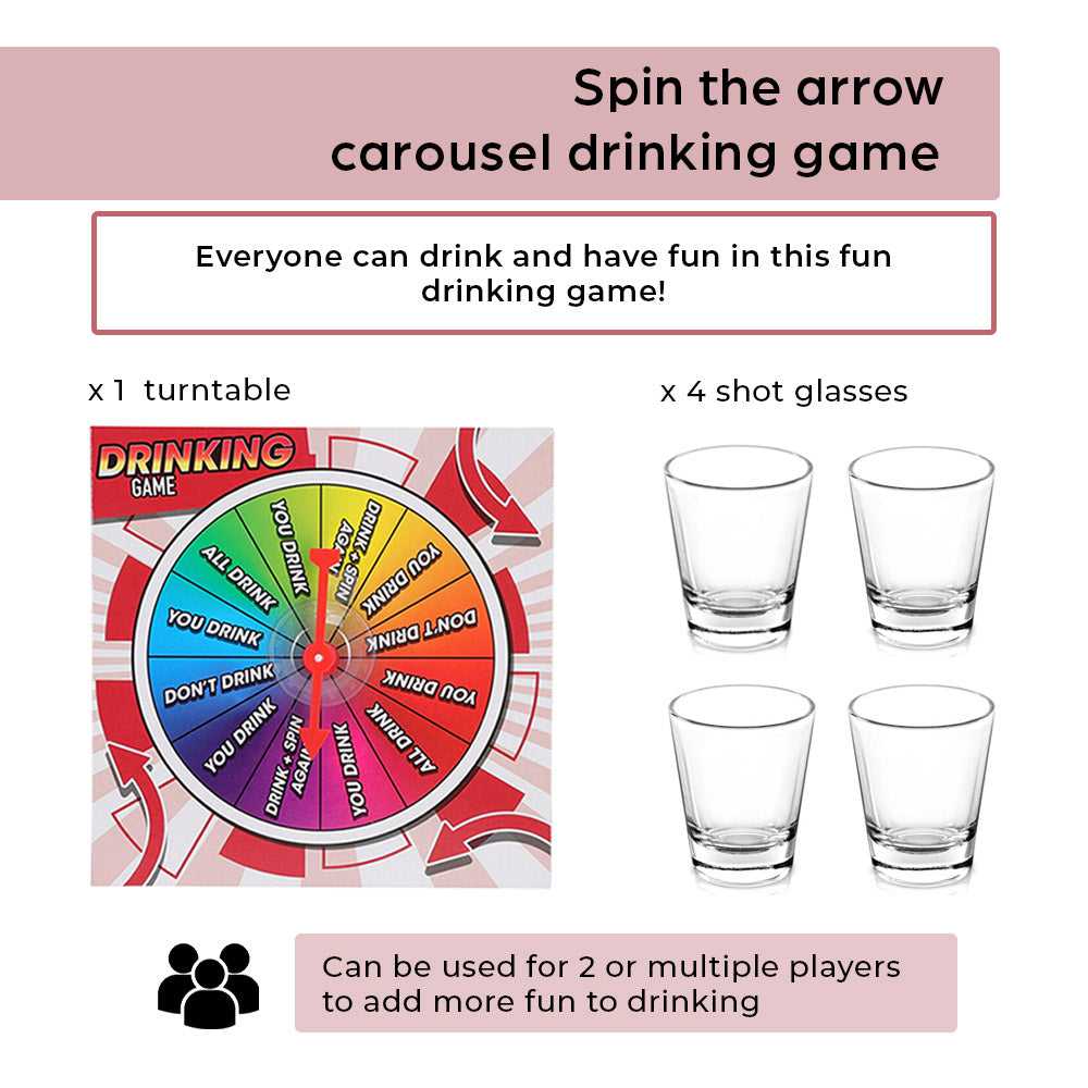 Shot Spinner Adult Drinking Game  Spin The Arrow Shot Drinking Game F –  Carousel