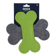 Eco lifestyle - ecolifestyle.shop Felt toy in the shape of two crossed bones is a great bite for dogs. Bright Green and Brown with Grey colors make this frisbee easy to spot in the bushes, leaves, and grass. Great exercise for your pet dog and promote healthy exercise by running, catching and fetching. Size: 20 x 20 x 8cm. Material: Felt. Weight: 50g. - 491932080 - 8719987540080 - black friday