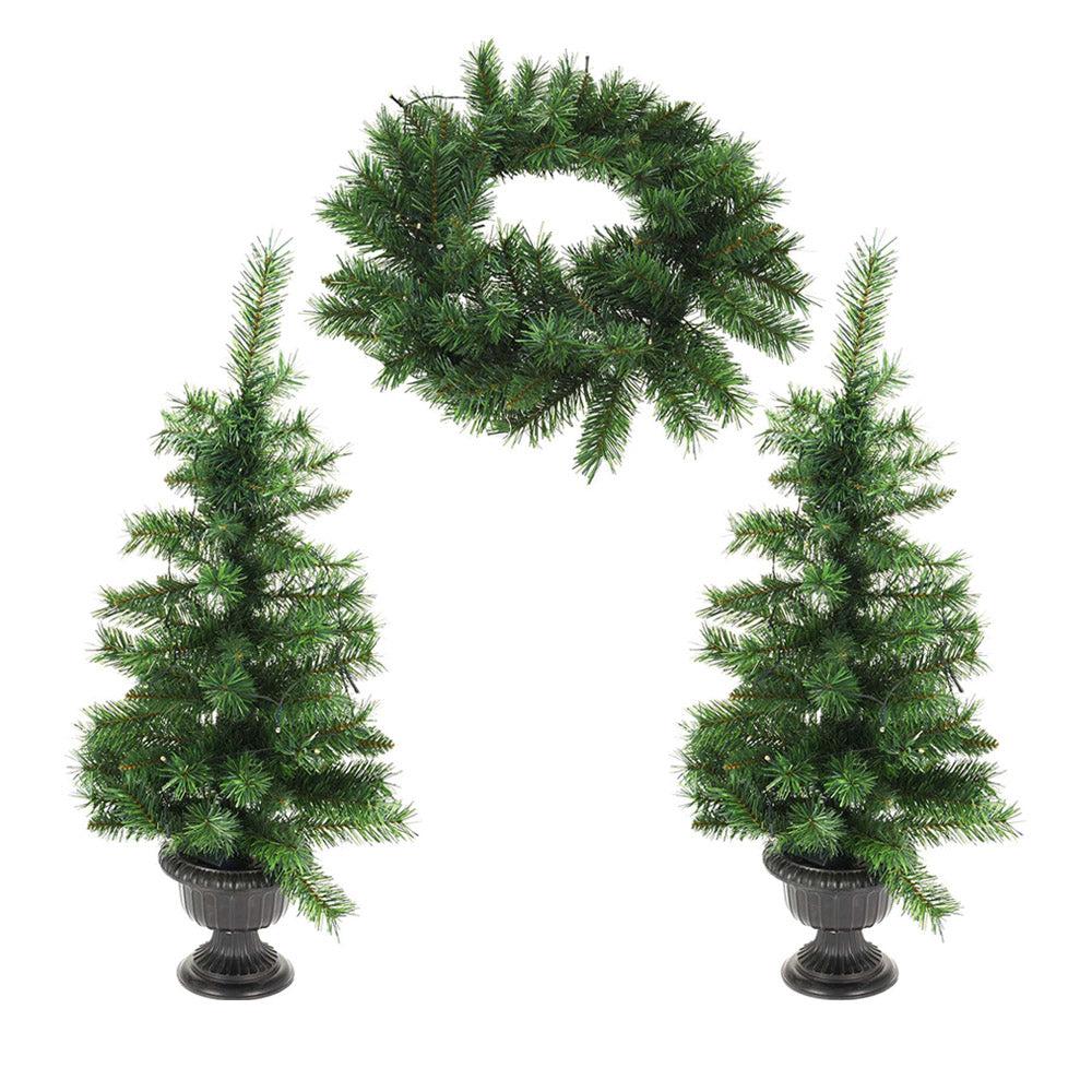 Christmas Tree's 2 Pieces with LED Light Function and Christmas Wreath
